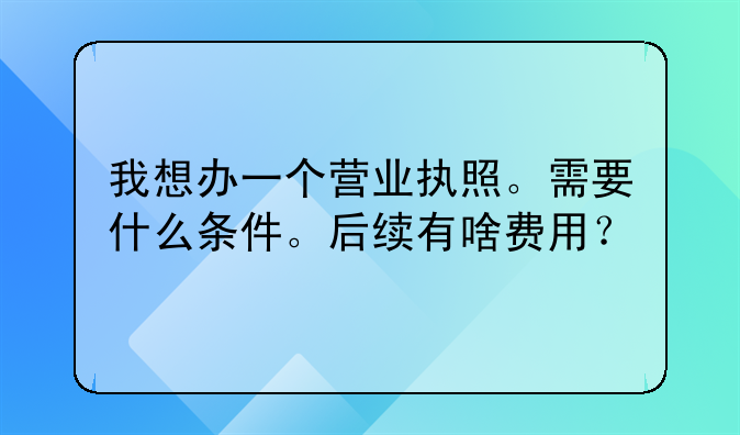 我想办一个营业执照。需要什么条件。后续有啥费用？