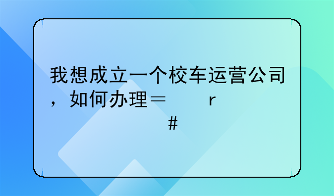 我想成立一个校车运营公司，如何办理？需要什么手续