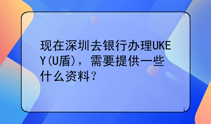 现在深圳去银行办理UKEY(U盾)，需要提供一些什么资料？