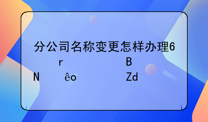 分公司名称变更怎样办理?需要携带哪些资料?