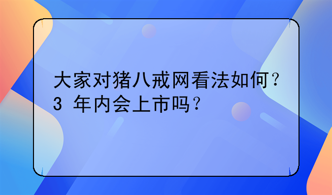 大家对猪八戒网看法如何?3 年内会上市吗?