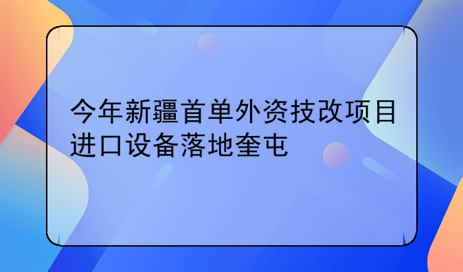 今年新疆首单外资技改项目进口设备落地奎屯
