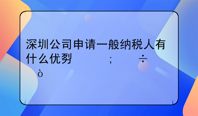 深圳公司申请一般纳税人有什么优势与好处？