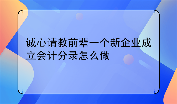 诚心请教前辈一个新企业成立会计分录怎么做