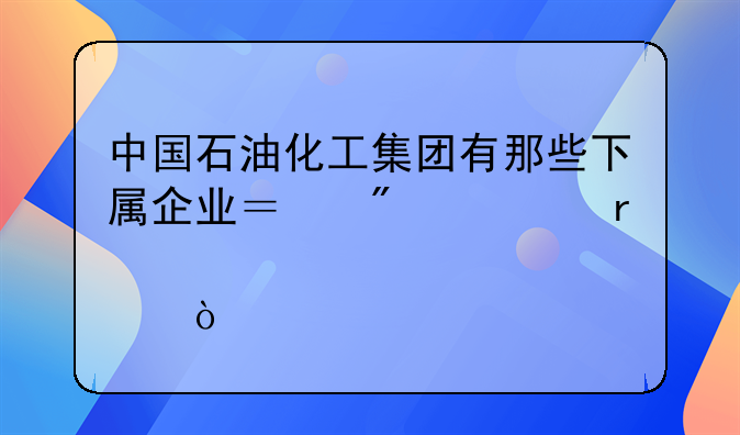 中国石油化工集团有那些下属企业？分布在那？