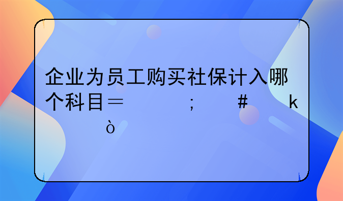 企业为员工购买社保计入哪个科目？怎么做账？