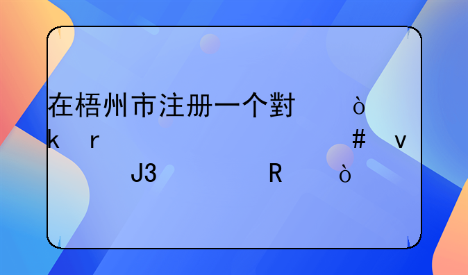 在梧州市注册一个小企业需要什么条件和费用？
