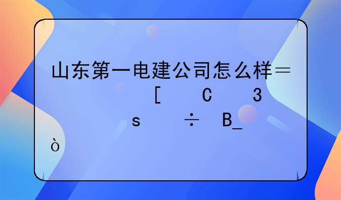 山东第一电建公司怎么样？海外运行工作好吗？