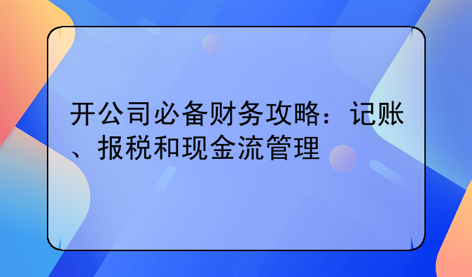 开公司必备财务攻略:记账、报税和现金流管理