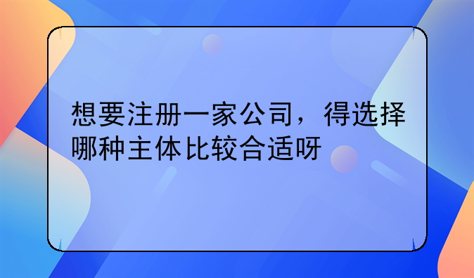 想要注册一家公司，得选择哪种主体比较合适呀