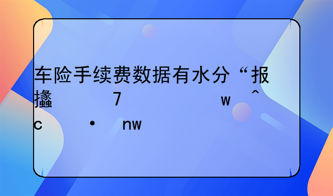 车险手续费数据有水分“报支不一”问题遭曝光