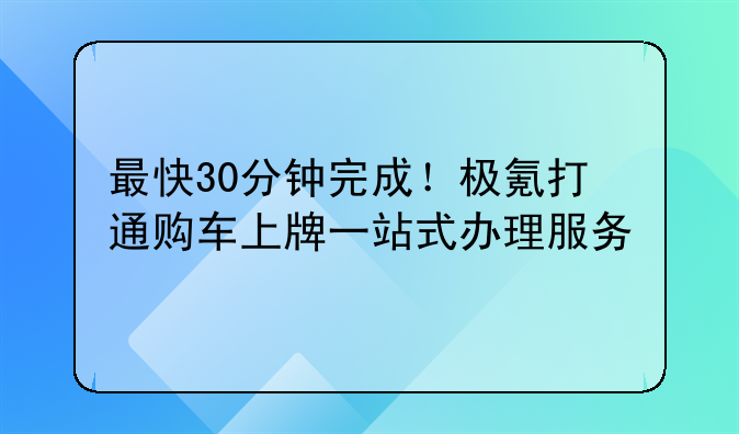 最快30分钟完成！极氪打通购车上牌一站式办理服务