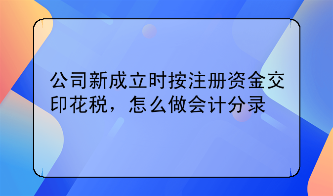 公司新成立时按注册资金交印花税，怎么做会计分录