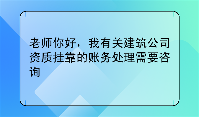 老师你好，我有关建筑公司资质挂靠的账务处理需要咨询