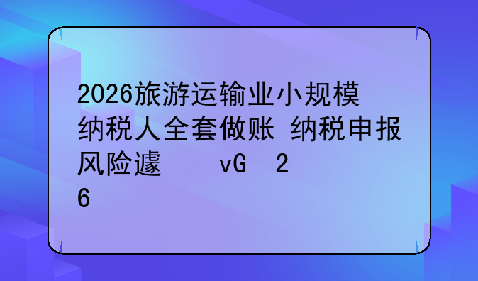 2026旅游运输业小规模纳税人全套做账+纳税申报+风险避坑指南