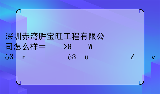 深圳赤湾胜宝旺工程有限公司怎么样？发展，机遇，待遇方面