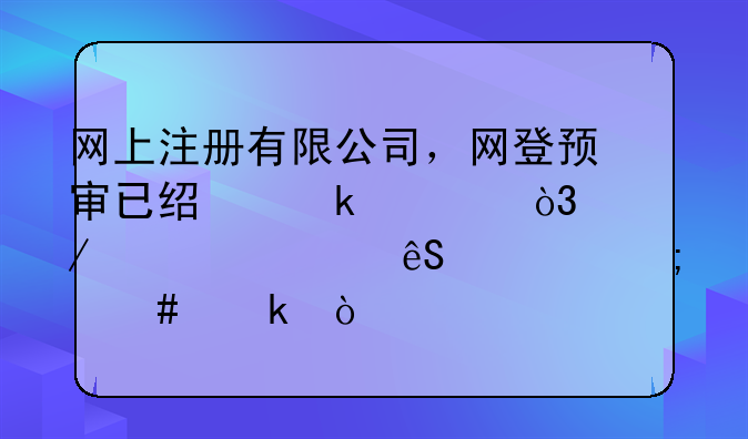 网上注册有限公司，网登预审已经通过，下一步应该怎么做？