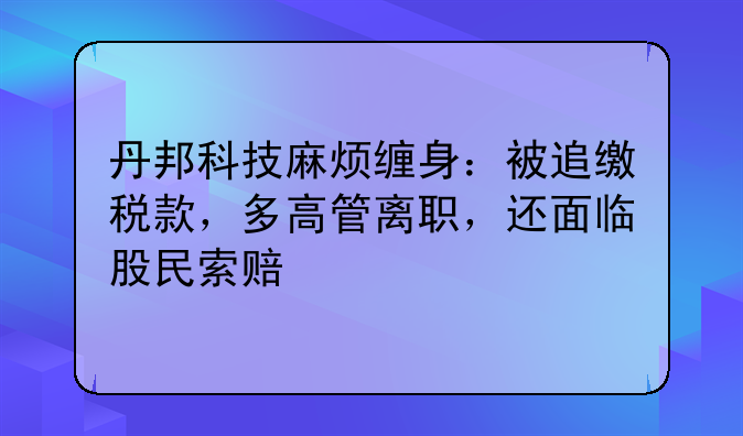 丹邦科技麻烦缠身：被追缴税款，多高管离职，还面临股民索赔