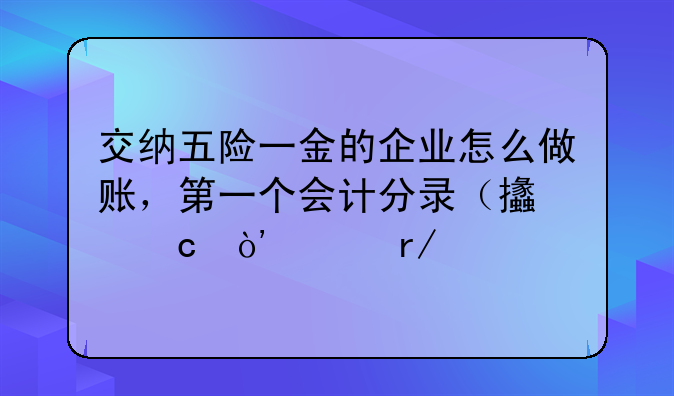 交纳五险一金的企业怎么做账，第一个会计分录（支付）没看懂