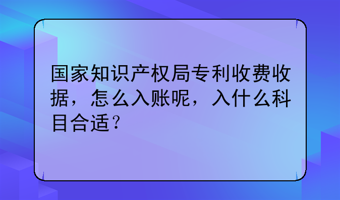 国家知识产权局专利收费收据，怎么入账呢，入什么科目合适？