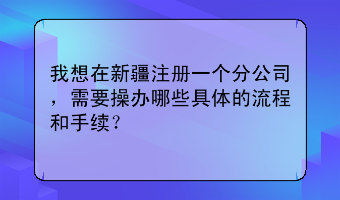 我想在新疆注册一个分公司，需要操办哪些具体的流程和手续？