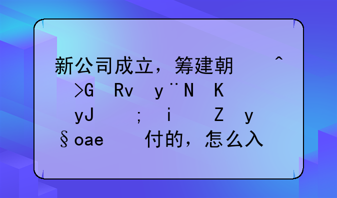 新公司成立，筹建期间发生的费用都是老板垫付的，怎么入账？