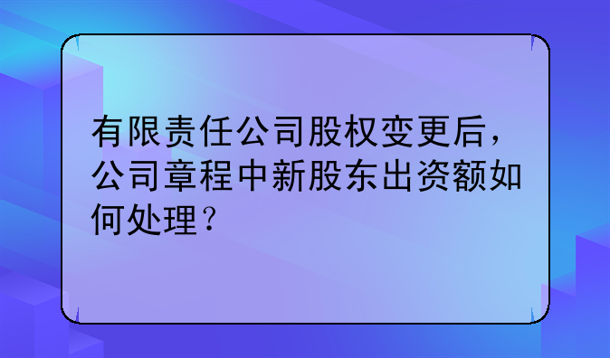 有限责任公司股权变更后,公司章程中新股东出资额如何处理?
