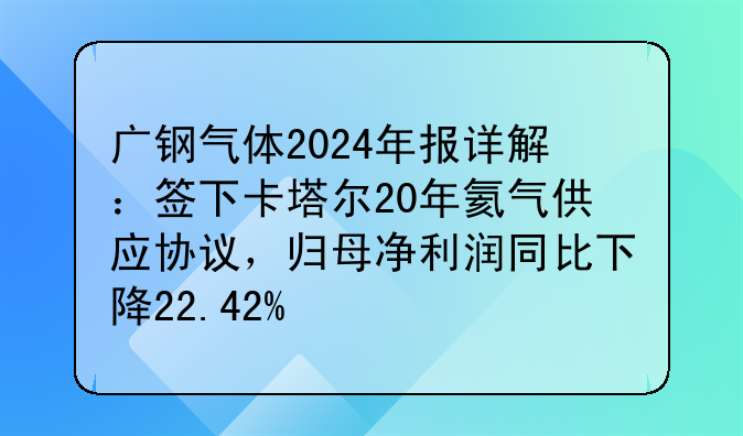 广钢气体2024年报详解:签下卡塔尔20年氦气供应协议,归母净利润同比下降22.42%