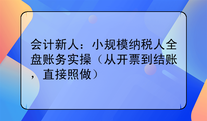 会计新人:小规模纳税人全盘账务实操(从开票到结账,直接照做)