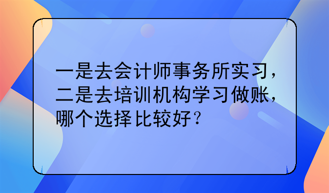 一是去会计师事务所实习,二是去培训机构学习做账,哪个选择比较好?