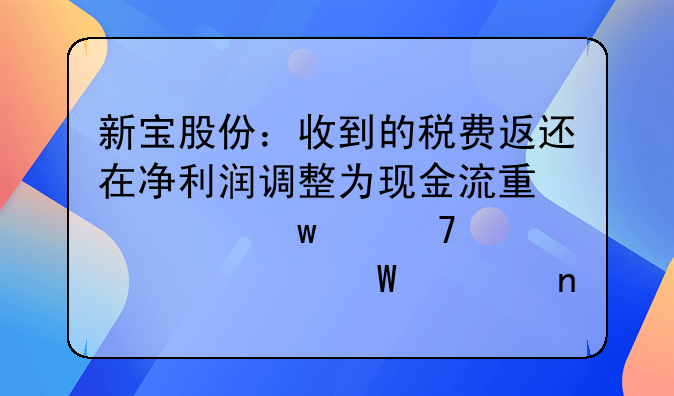 新宝股份：收到的税费返还在净利润调整为现金流量净额中不计入任何项目