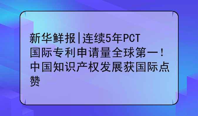 新华鲜报|连续5年PCT国际专利申请量全球第一!中国知识产权发展获国际点赞