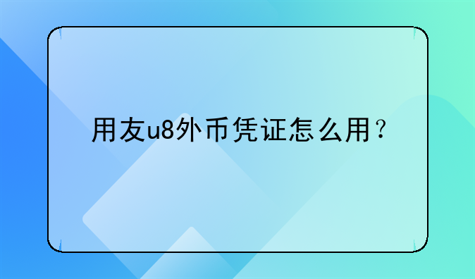 用友u8外币凭证怎么用？