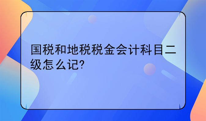 国税和地税税金会计科目二级怎么记?