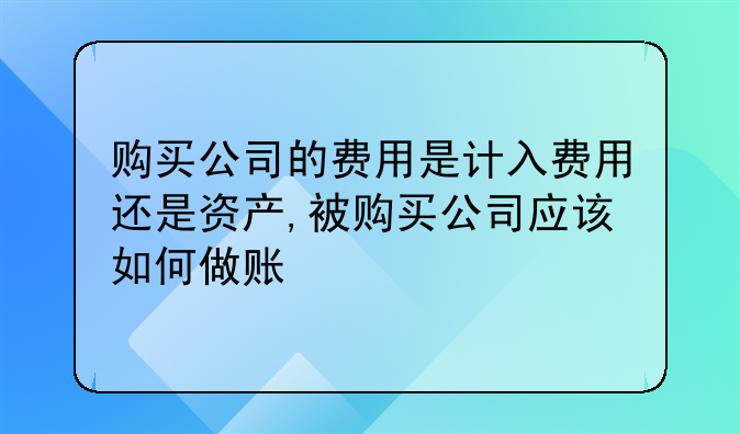 购买公司的费用是计入费用还是资产,被购买公司应该如何做账