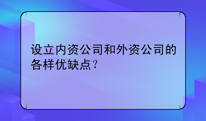 设立内资公司和外资公司的各样优缺点?