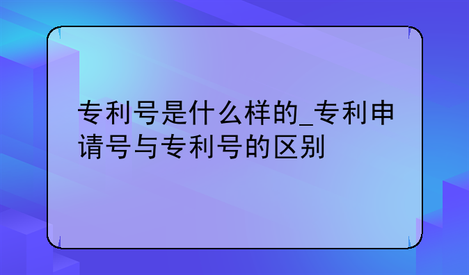 专利号是什么样的_专利申请号与专利号的区别