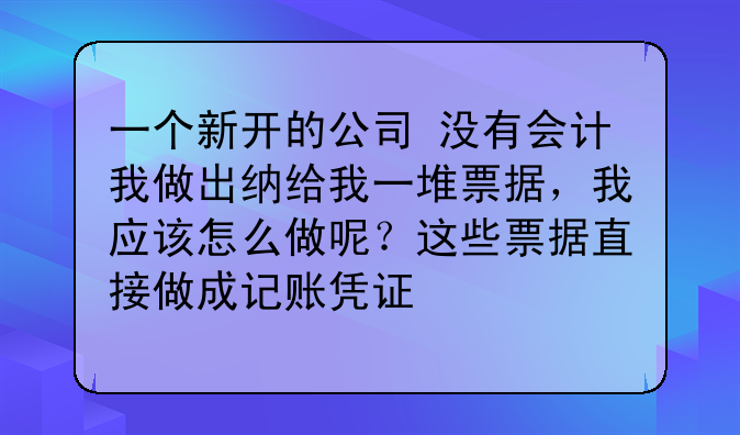 一个新开的公司 没有会计我做出纳给我一堆票据,我应该怎么做呢?这些票据直接做成记账凭证