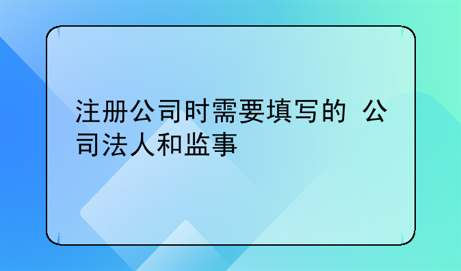 注册公司时需要填写的 公司法人和监事
