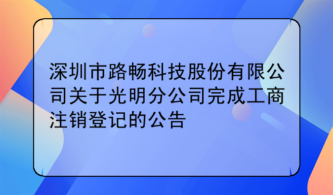 深圳市路畅科技股份有限公司关于光明分公司完成工商注销登记的公告