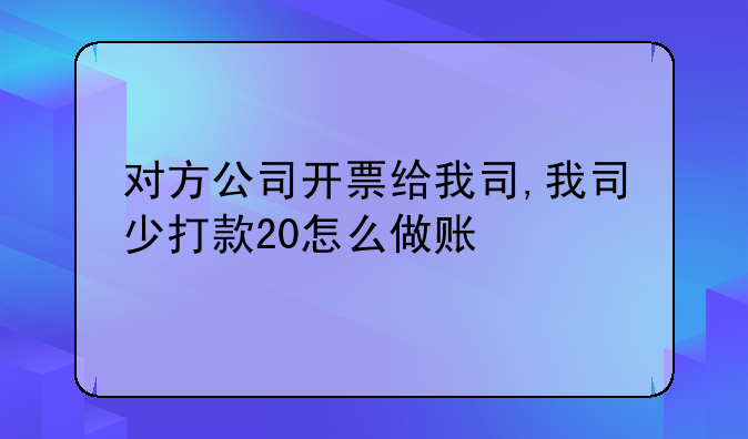 对方公司开票给我司,我司少打款20怎么做账