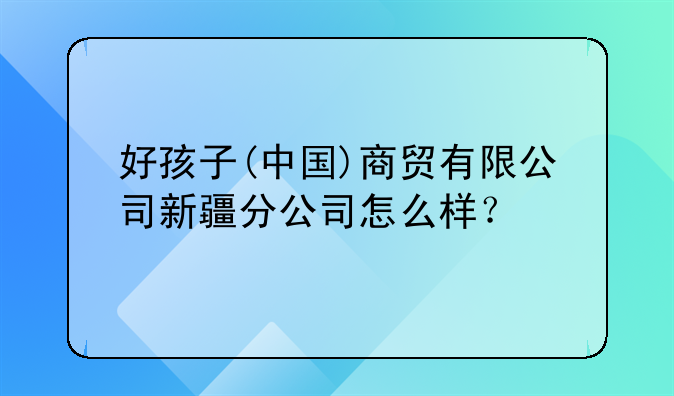好孩子(中国)商贸有限公司新疆分公司怎么样?