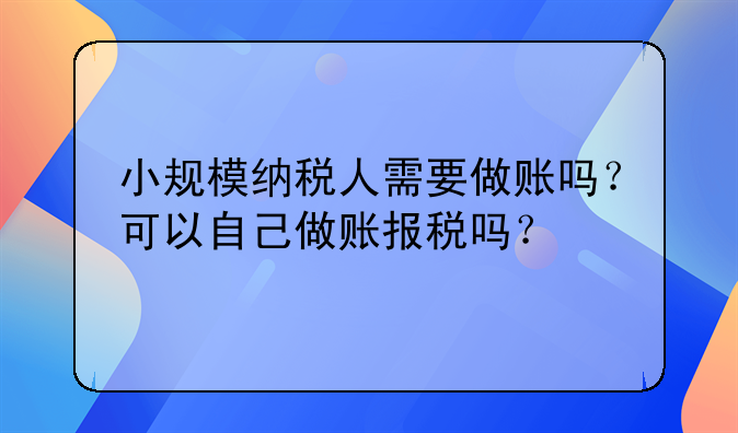 小规模纳税人需要做账吗?可以自己做账报税吗?