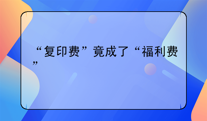 “复印费”竟成了“福利费”