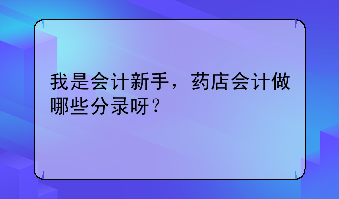 我是会计新手,药店会计做哪些分录呀?