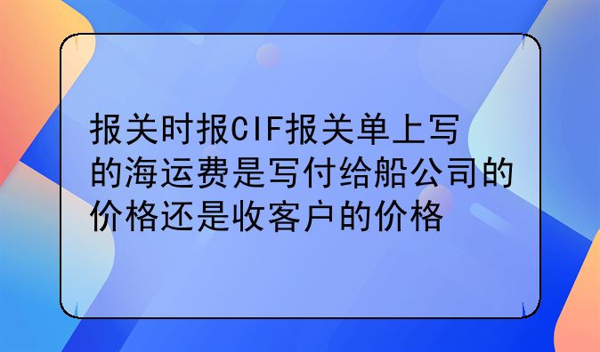 报关时报CIF报关单上写的海运费是写付给船公司的价格还是收客户的价