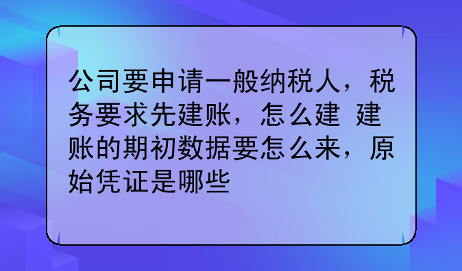 公司要申请一般纳税人,税务要求先建账,怎么建 建账的期初数据要怎么来,原始凭证是哪些