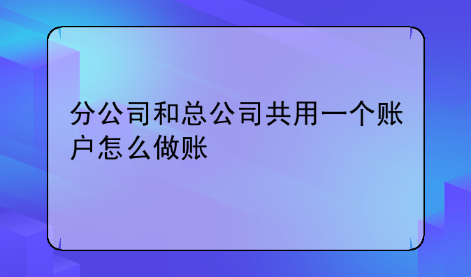 分公司和总公司共用一个账户怎么做账